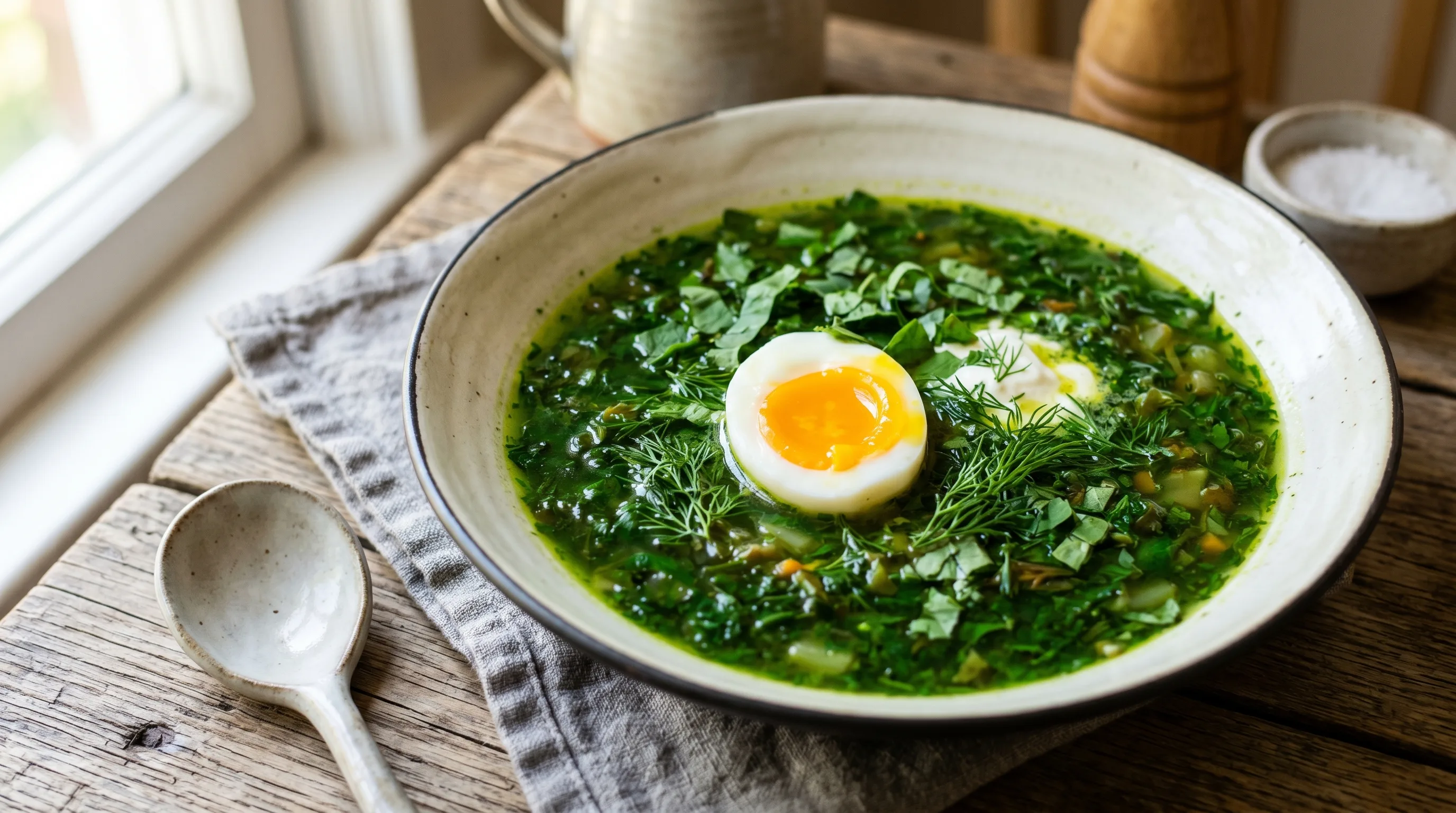 Healthy Green Borshch — Ukrainian Sorrel Soup (120 kcal, Spring Detox)