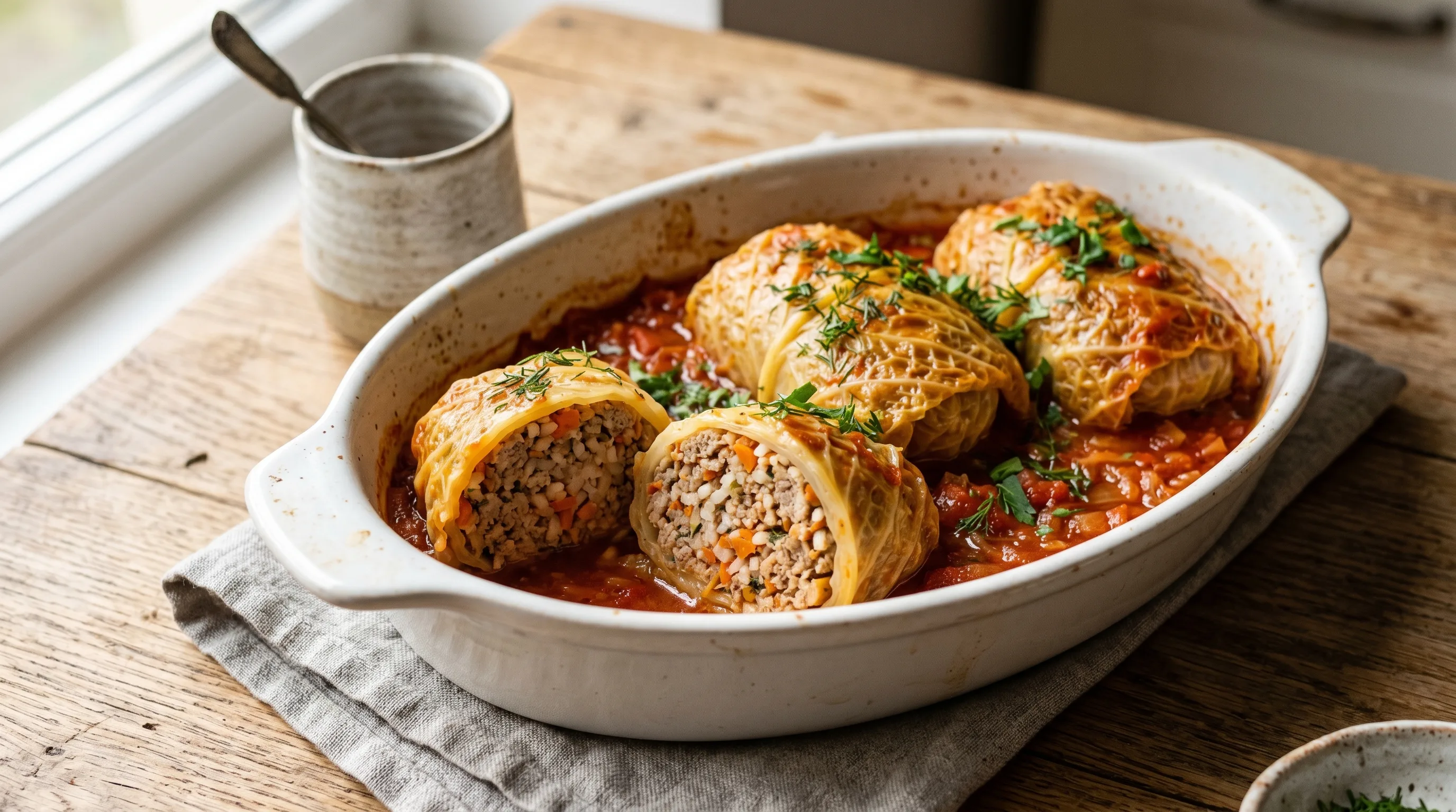 Healthy Holubtsi — Ukrainian Stuffed Cabbage Rolls (280 kcal, Meal-Prep Friendly)