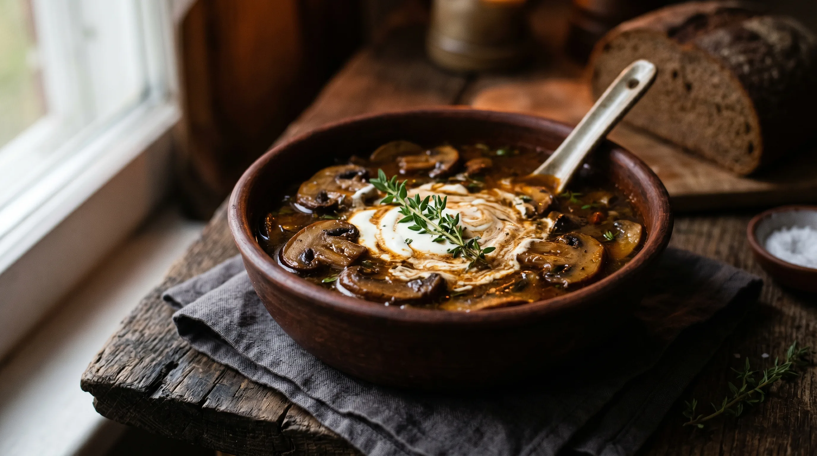Healthy Hungarian Mushroom Soup — Creamy Without Cream (110 kcal)