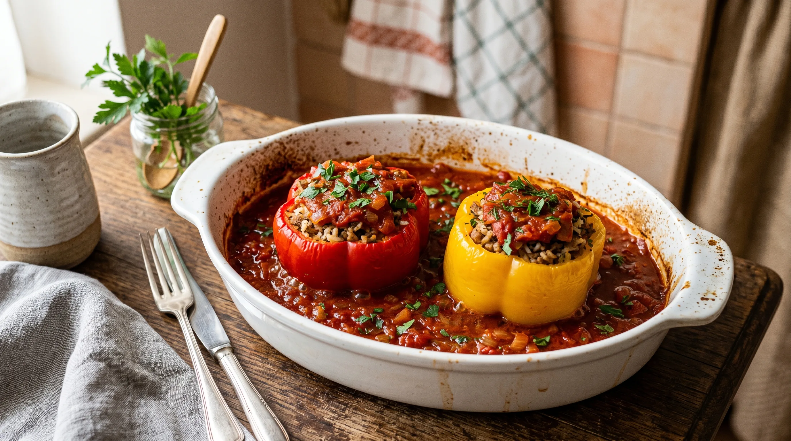 Healthy Hungarian Stuffed Peppers — Töltött Paprika (290 kcal, 26g Protein)