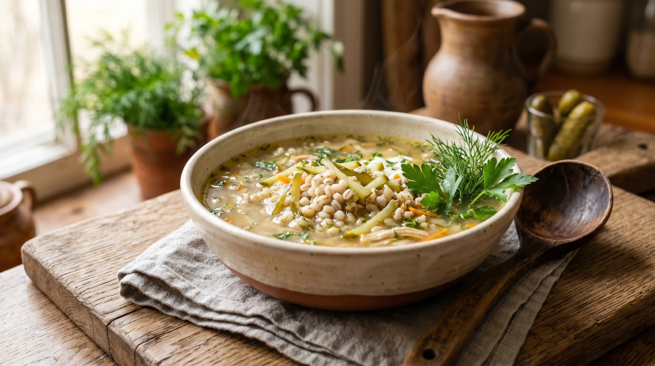 Healthy Rassolnik — Ukrainian Pickle Soup for Digestion (145 kcal)