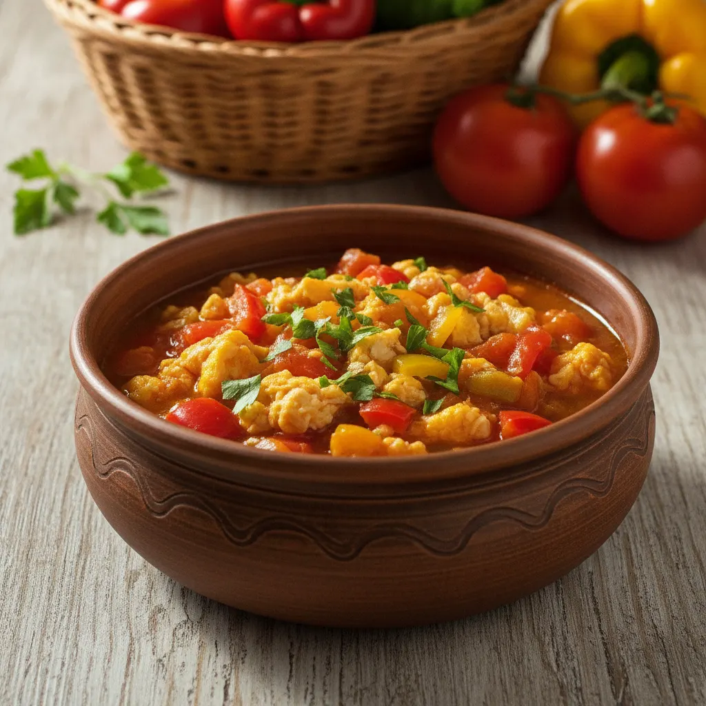Healthy Summer Lecsó with Bell Peppers and Eggs