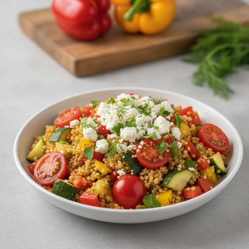 Light Eastern European Summer Millet Pilaf with Feta & Herbs