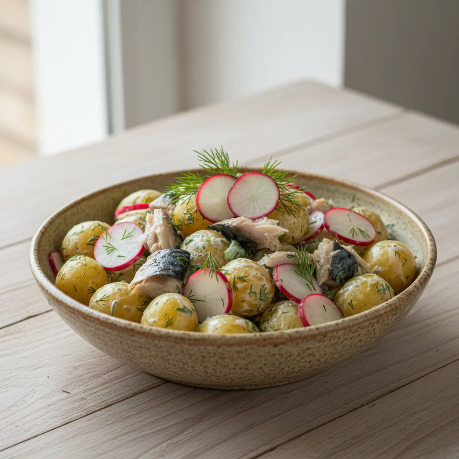 Light Polish New Potato Salad with Smoked Mackerel & Dill