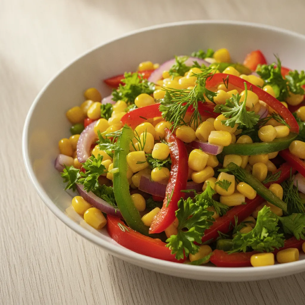 Light Romanian Corn & Bell Pepper Salad with Fresh Herbs