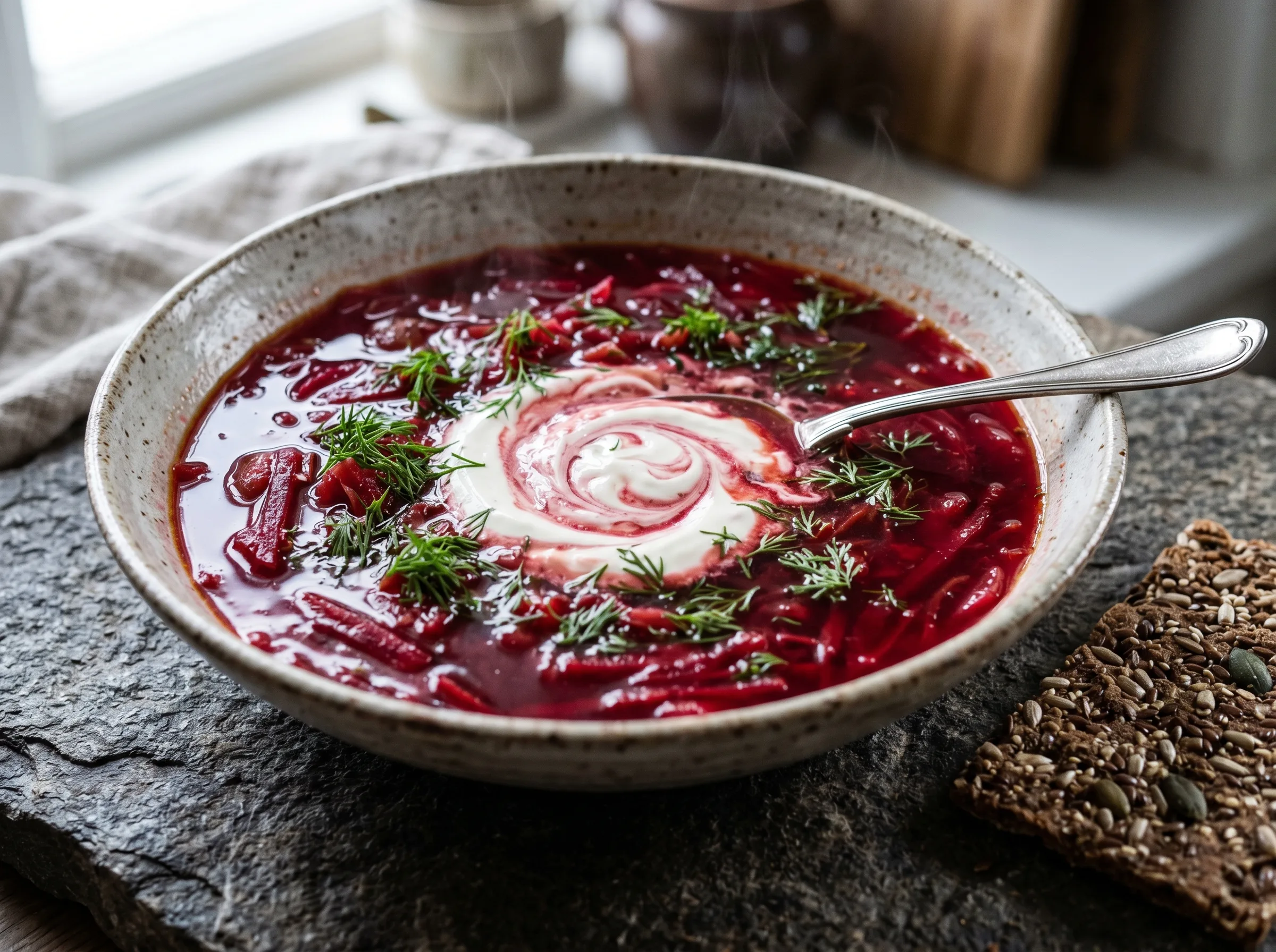 Light Summer Borscht with Rye Crispbread